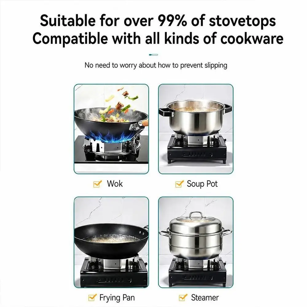 Stainless Steel Gas Stove Wind Guard Universal Heat Insulating Flame Concentrator Ring Windproof Non-Slip Support