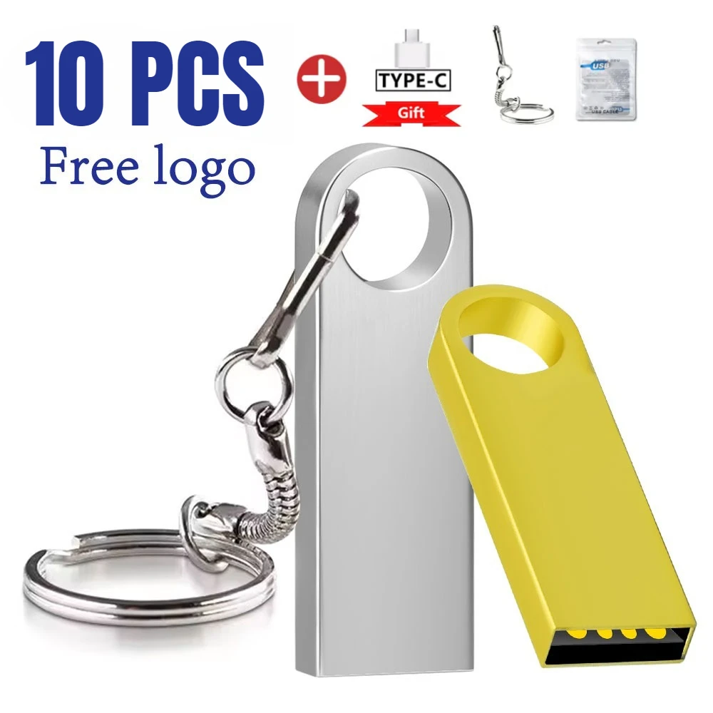 

Free Custom LOGO 10PCS USB Flash Drive 4GB 8GB 2.0 High Speed Pen Drive 16GB 32GB 64GB 128GB metal usb sticks with key 128MB