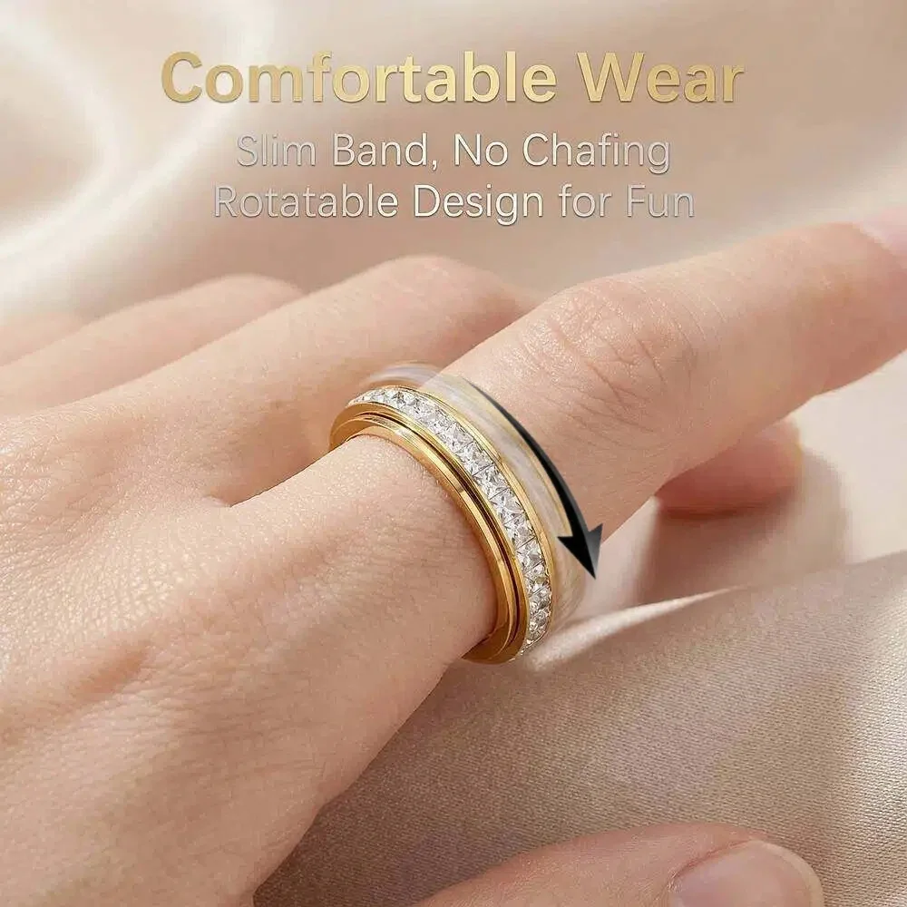 Classic Anti Stress Stainless Steel Ring For Women Men Anxiety Relief Spinning Fidget Rings Fashion Jewelry Wholesale