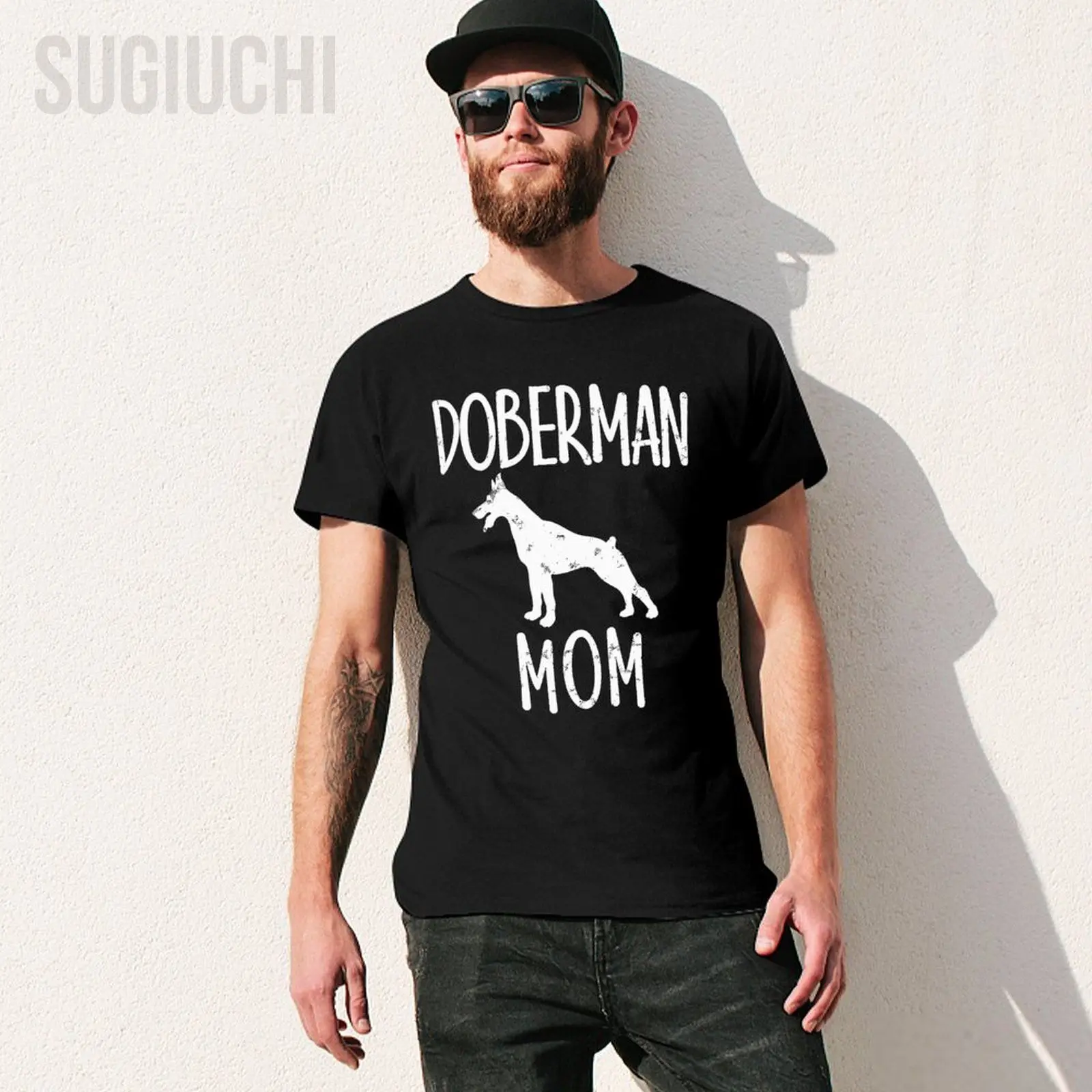 Unisex Men Vintage Doberman Mom Gift Dog Owner Pinschers Dobie Mother Tshirt Tees T Shirts Women Boys 100% Cotton T-Shirt