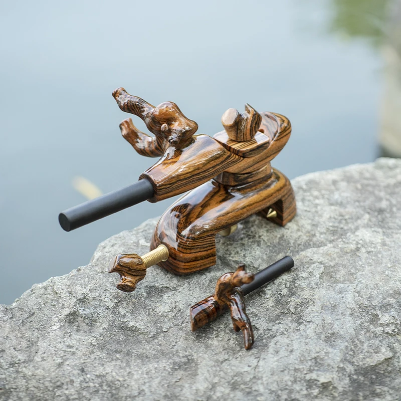 Bla سحب خشبي ربط قضيب حامل مجموعة الخشب الحقيقي ربط قضيب Braet اليدوية الخشب حامل القطب Linnhue في الهواء الطلق كام والعتاد