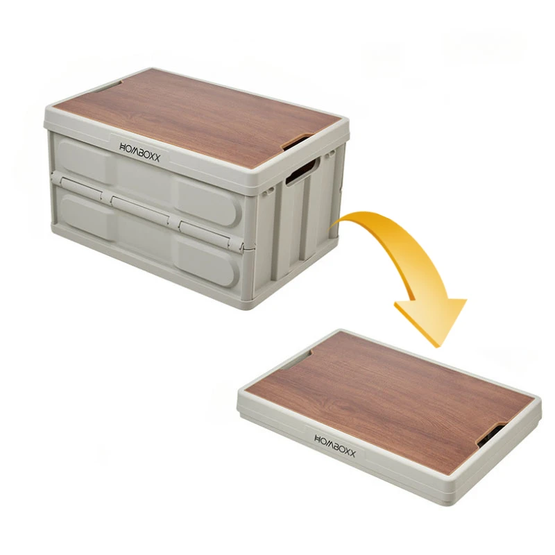 

Outdoor Camping Folding Storage Box Car Trunk Wooden Cover Camping Tabl Beverage Snack Storage Suit