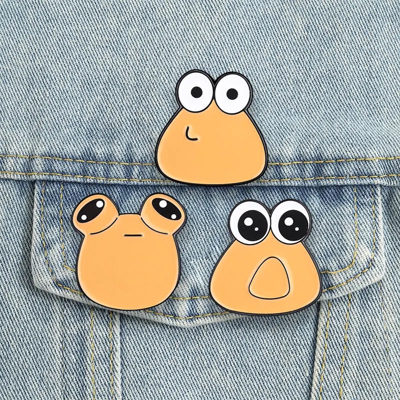 Cartoon-Spielcharakter Emaille-Pins Niedliche Orange Frösche Broschen Lustige Kawaii Anstecknadeln Mollige Tiere Schmuck Geschenk