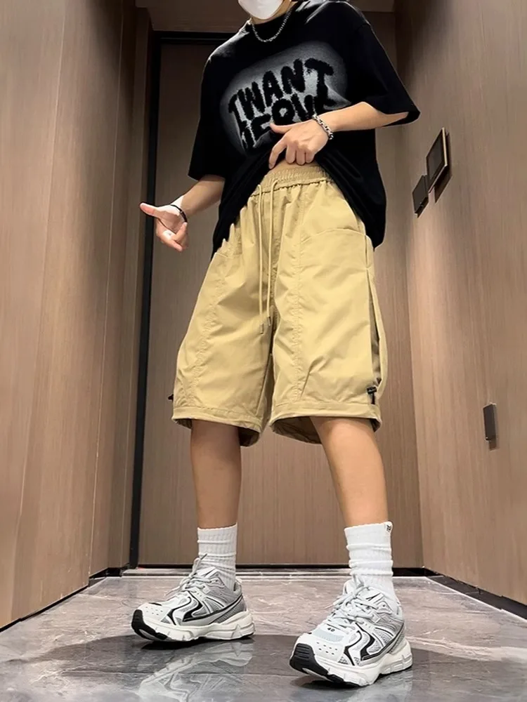 

Large Size Summer Thin Loose Qui Dry ort Pants Men's Faion Brand Outdoor Wear Big ket Dopane Workwear Five-Quarte...