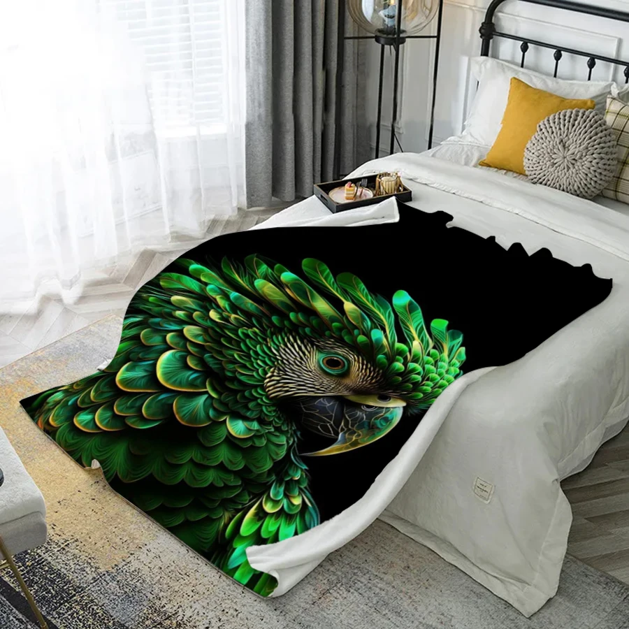 Colorful Parrot Design Microfiber Flannel Cover Blanket Bedroom Living Room Sofa Soft And Comfortable Home Decoration