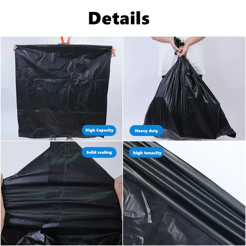 25PCs  Large Thick Black trash Bags for Hotel Property Management Kitchen Oversized Garbage Heavy Duty Plastic Bags