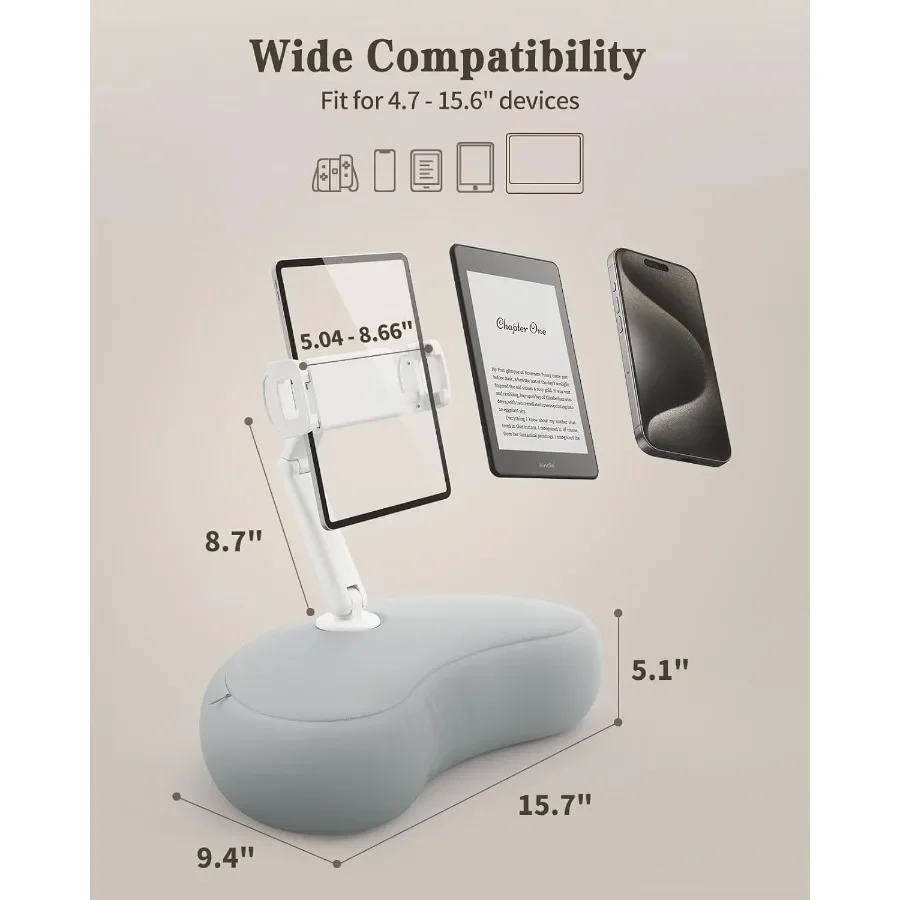 SAIJI Kindleピロースタンド iPadスタンド 4.7～15.6インチのKindle、スマホ、iPadに対応 360度調整可能なラップビーンバッグタブレットホルダー ベッド用
