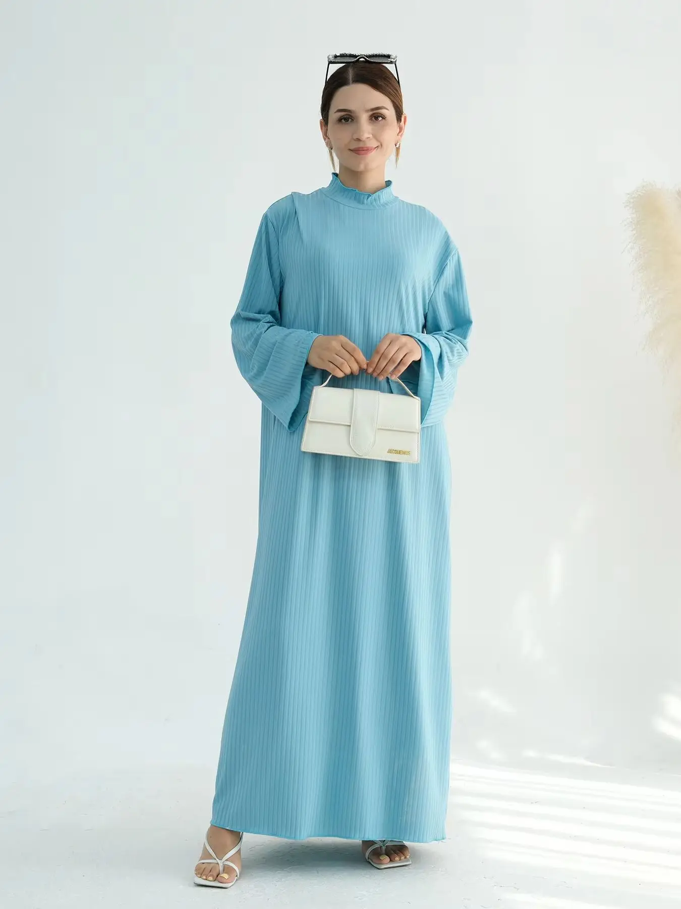 Ramadan Eid Djellaba Knitted Muslim Dress Dubai Fashion Abaya Was thin Muslim Robes BIg Swing Islam Robe  WY2185