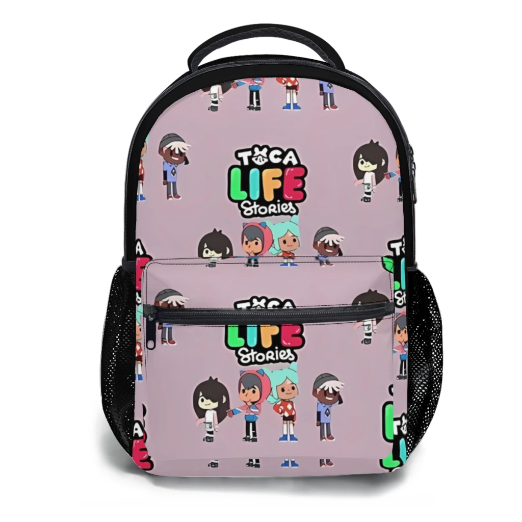 New Fashionable  Toca boca stories for kid- Backpack Bag Large Capacity Trendy Book Bag Multi-pockets Adjustable 17inch