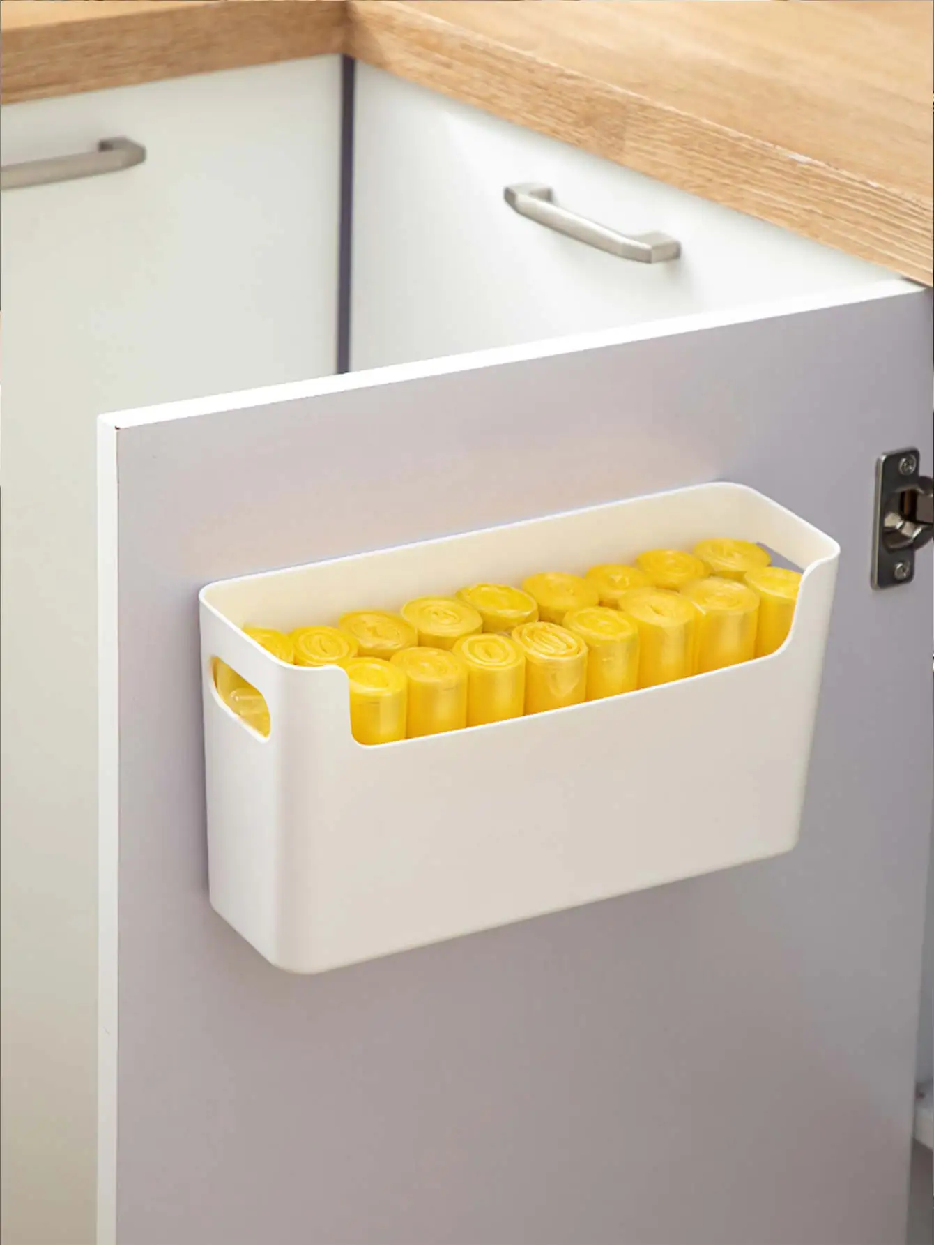 WORTHBUY Plastic Bag Storage Box Multifunctional Trash Bag Container Garbage Bag Holder Kitchen Cabinet Storage Organizer