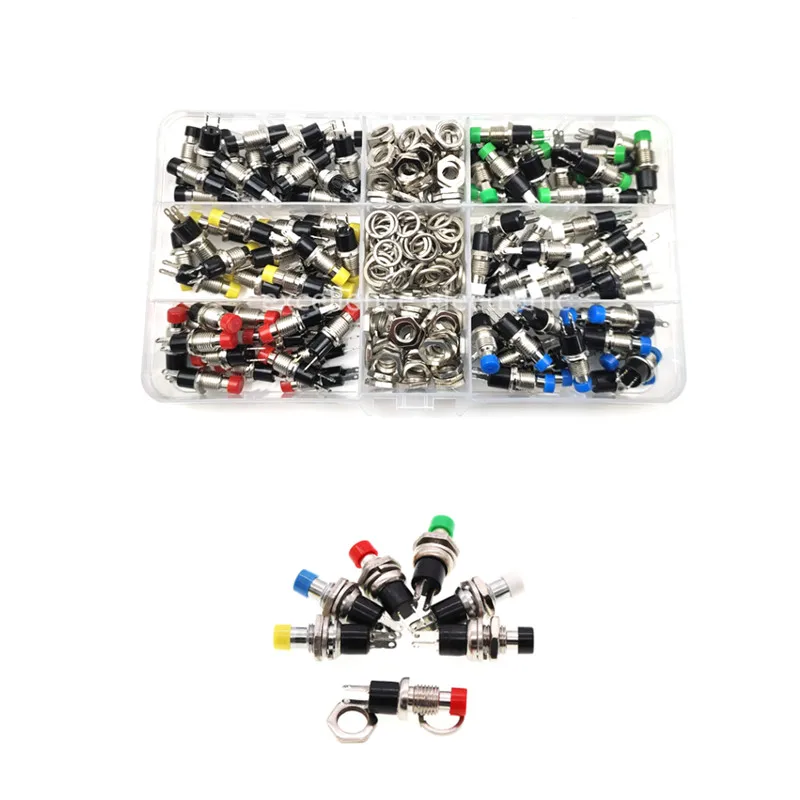 90pcs/box 7MM Mini Round Momentary Push Button Switch Press The Self-Reset 2-Pin Micro Switchs Kits