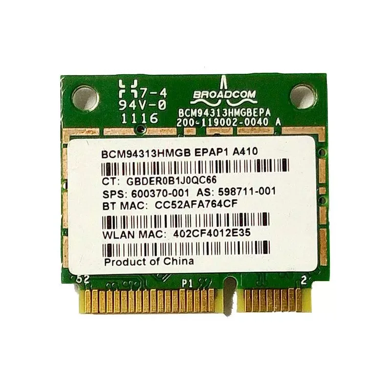 Wireless Broadcom BCM4313 BCM94313HMGB bcm94313 Wlan 802.11b/g/n Bluetooth 4.0 Card 600370-001 for G4 G6 CQ32 DV6 DV7 DM4 DM7