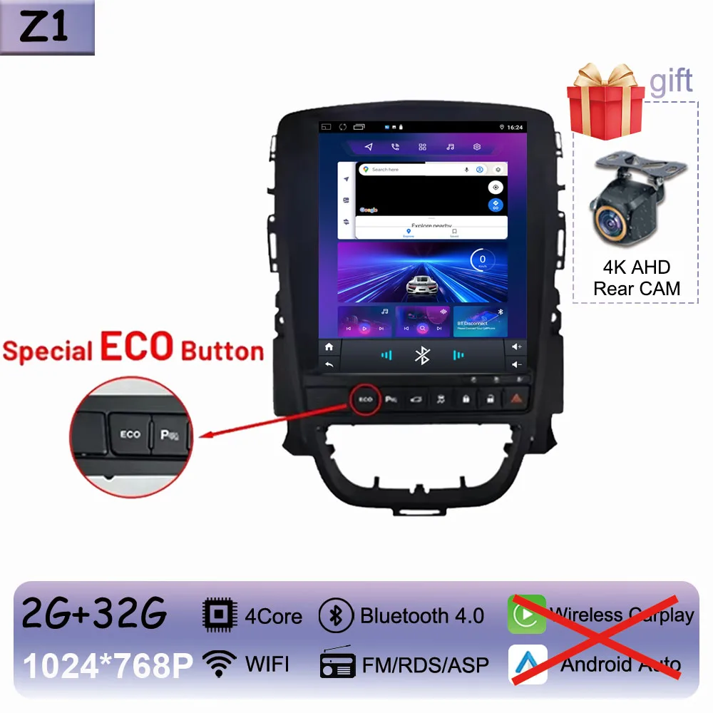 9.7 inch Carplay Draadloze Android Auto Voor Opel Astra J 2009-2015 Autoradio Multimedia Touch QLED Scherm Geen 2din DVD WIFI DSP