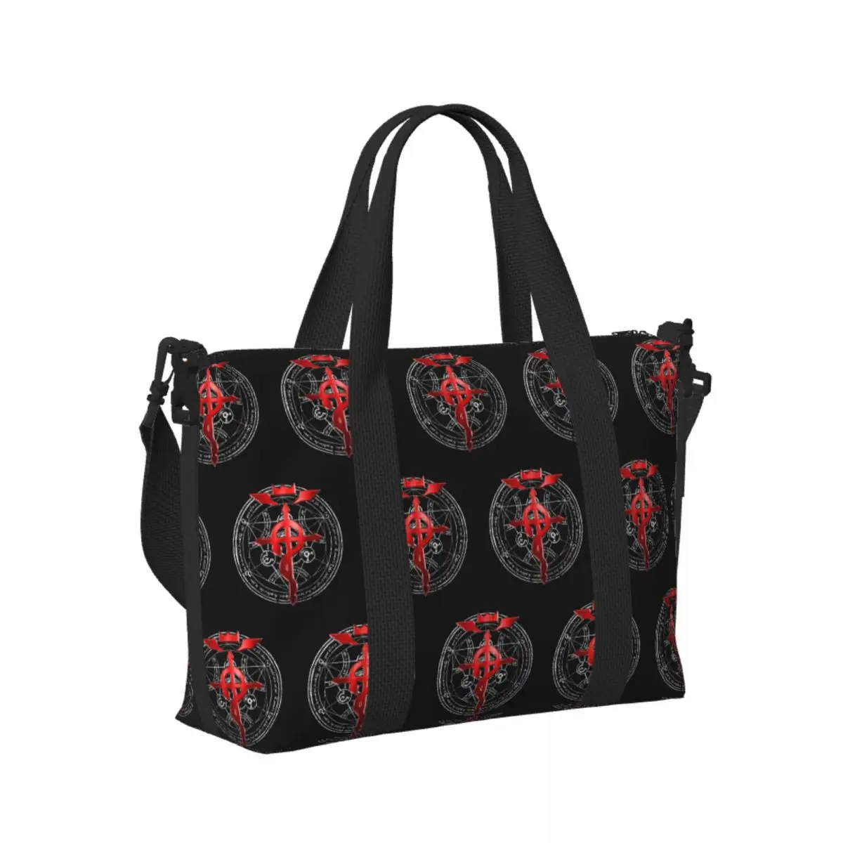 

Custom Fullmetal Alchemist Transmutation Symbol Beach Travel Bag Tote Bags for Gym Sport Women Shopping Duffle Shoulder Bag