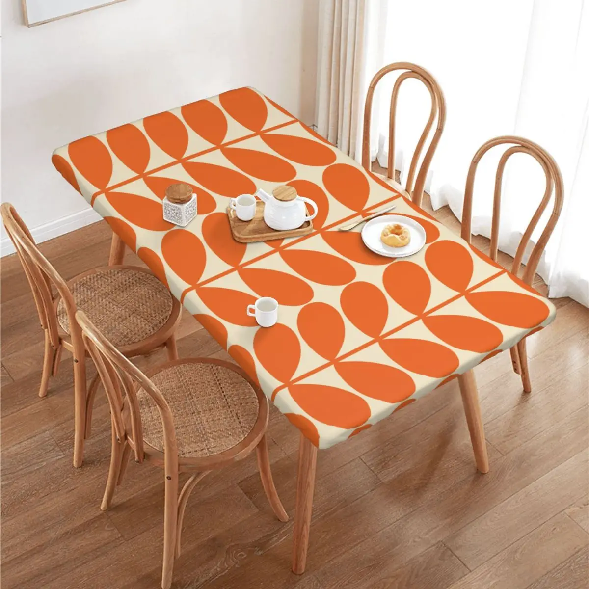 Custom Rectangular Waterproof Oil-Proof Print Flower Orla Kiely Tablecloth Table Covers 4FT Fit Table Cloth