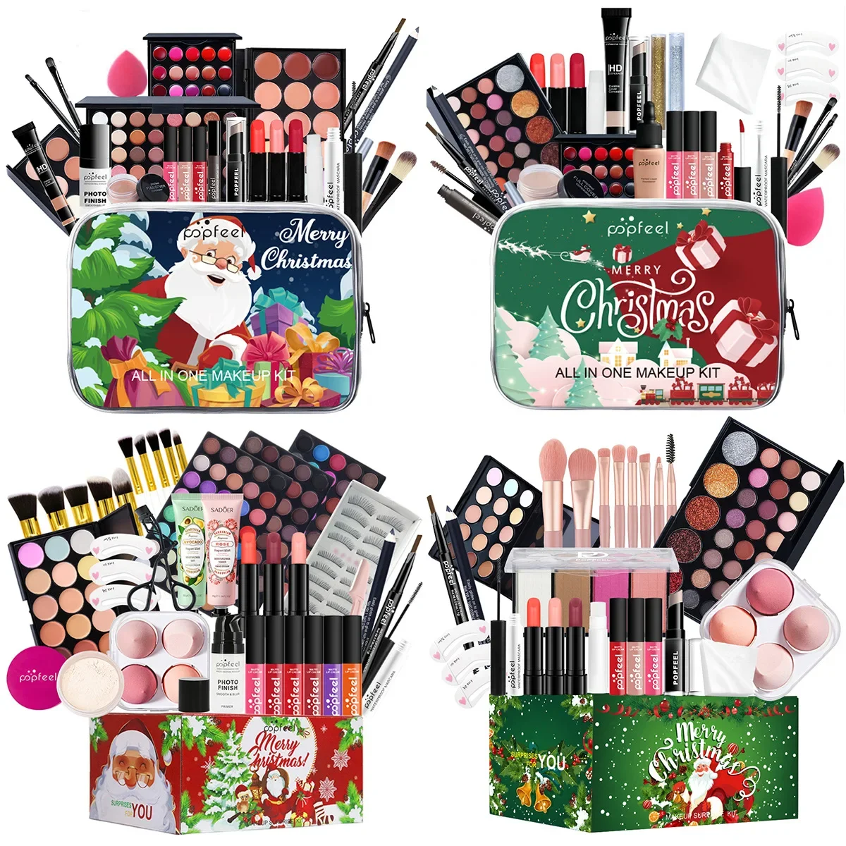 Christmas Makeup Gift Set for Women Face Powder Eye Shadow Palette Lipstick Highlighter Bronzer Cosmetics Wedding Birthday Gifts