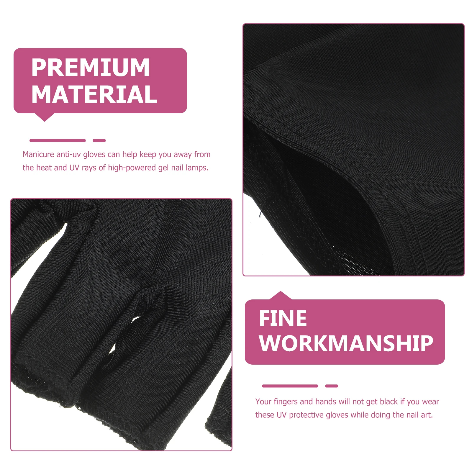

UV Protective Gloves for Gel Nail Lamp Black Cotton Anti Ultraviolet Light Manicure Breathing Design Comfortable