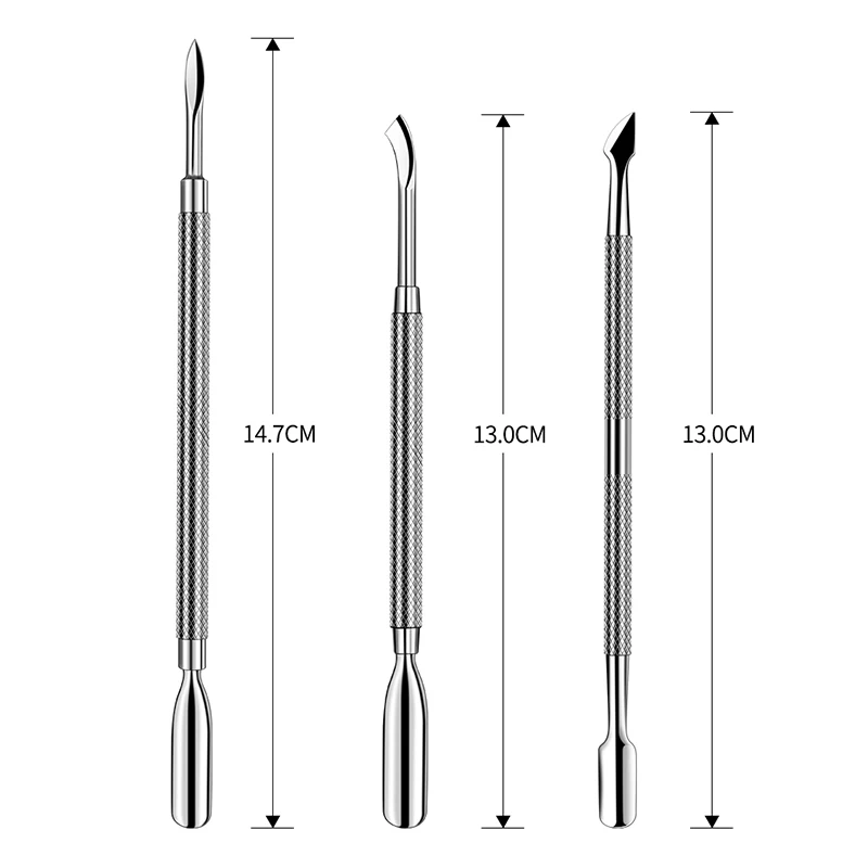 Double Sided Nail Cuticle Pusher Scraper Finger Dead Skin Nail Remover Stainless Steel Cleaner Manicure Pedicure Nail Art Tool