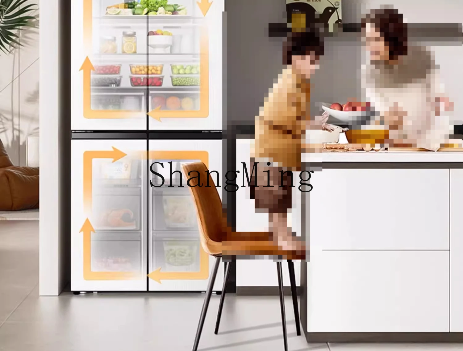 ZYY двойная система, крестовая фолио, четырехдверная частота первого уровня, воздушное охлаждение, ультратонкий встроенный холодильник с морозильной камерой