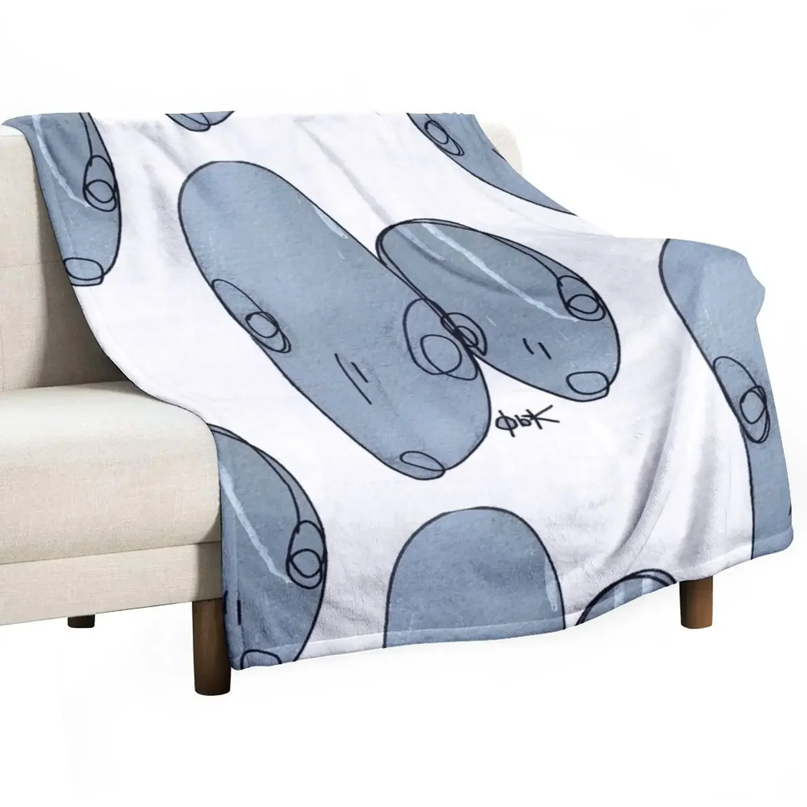 Twins - Hand Drawn Wall Print over Paint Pen Throw Blanket Warm Flannel Blanket for Couch Chair Bedroom