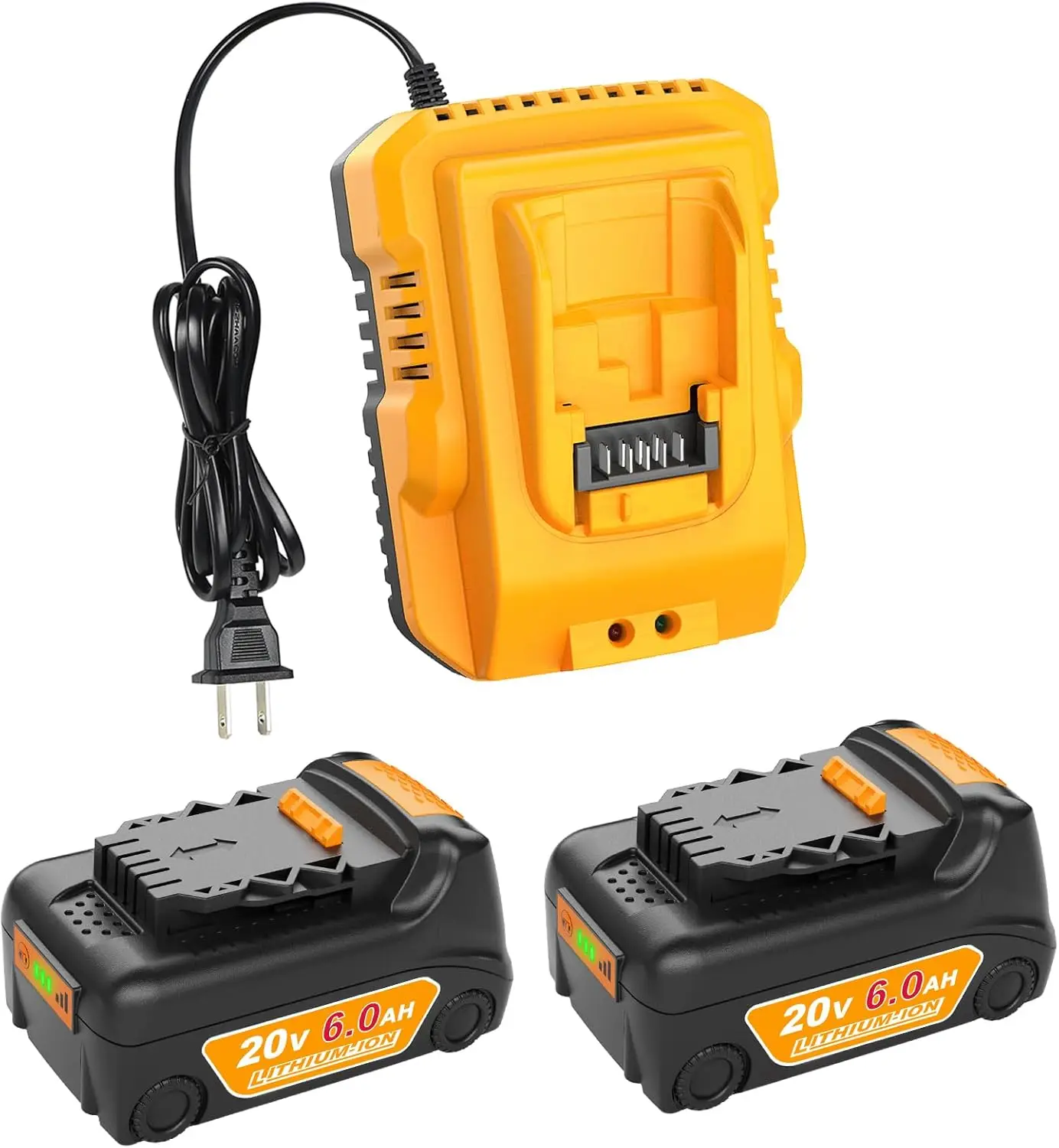 Upgraded 20V 6.0Ah Battery Replacement for Dewalt 20v Battery 2Pack with DCB112 Charger Combo