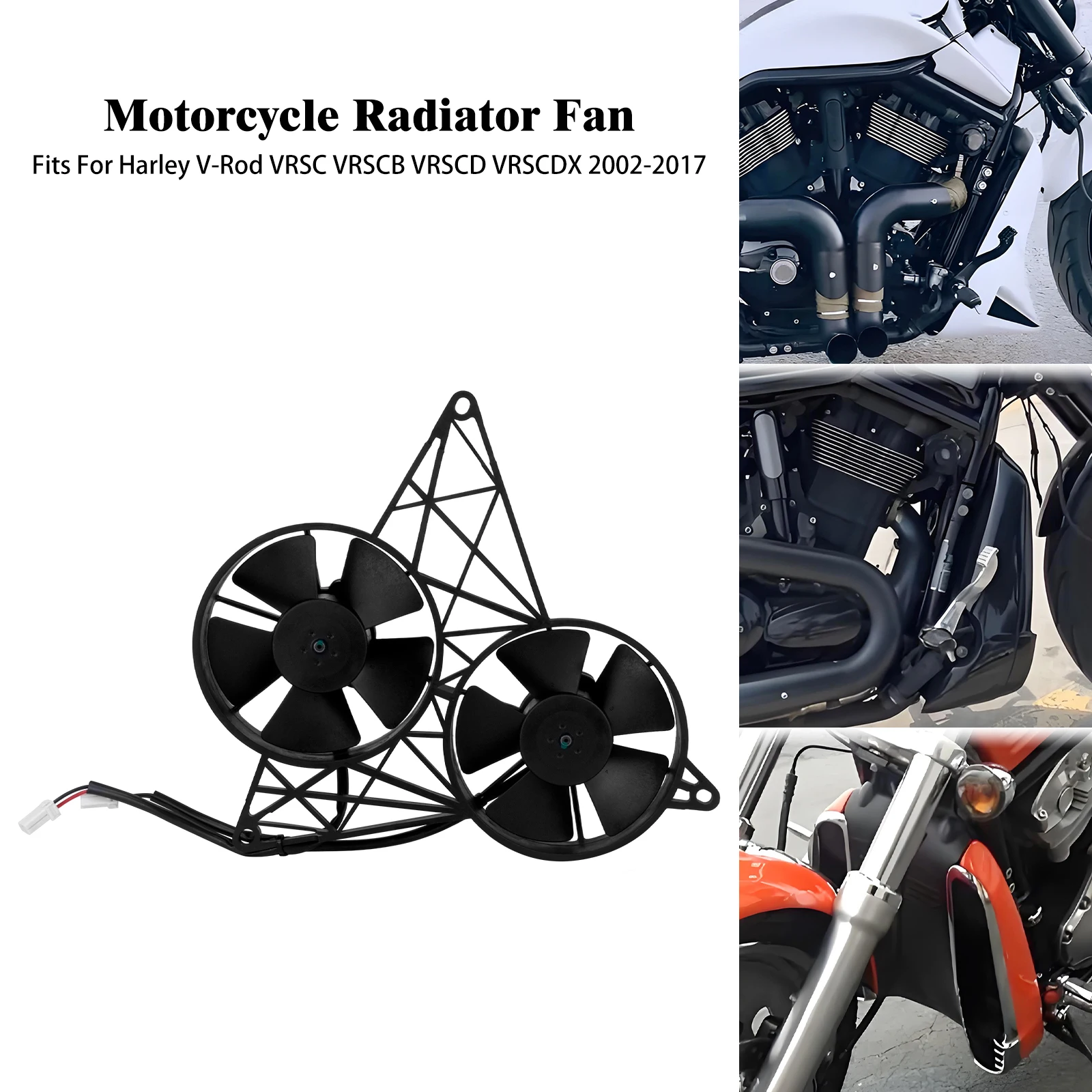 Вентилятор охлаждения радиатора мотоцикла, комплект из двух вентиляторов с кронштейном, комплект вентиляторов для охлаждения двигателя для Harley V-Rod VRSC VRSCB VRSCD 2002-2017