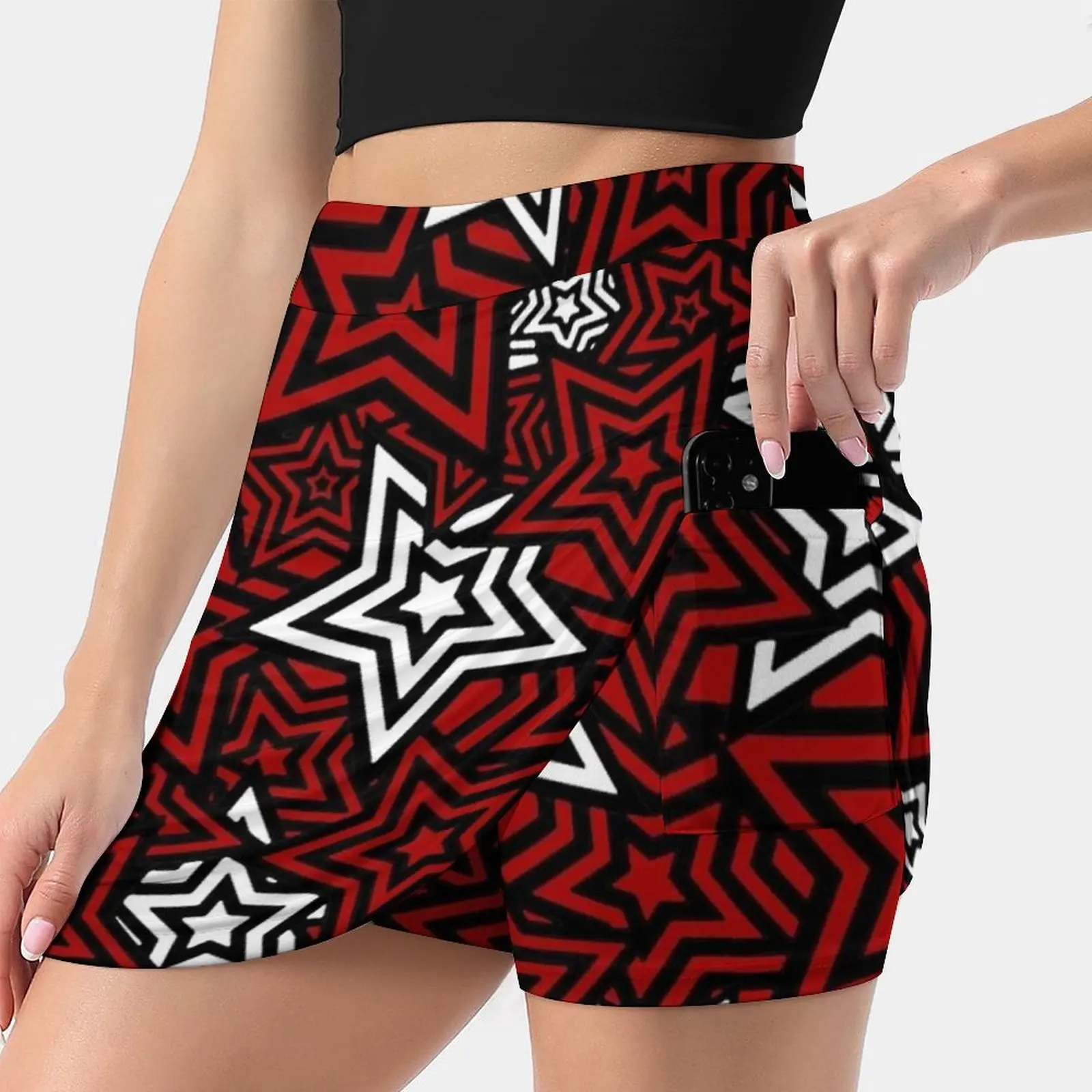 

Persona 5 Royal Phantom Thief Star Mask Pattern Women's skirt Mini Skirts A Line Skirt With Hide Pocket Persona Persona 5