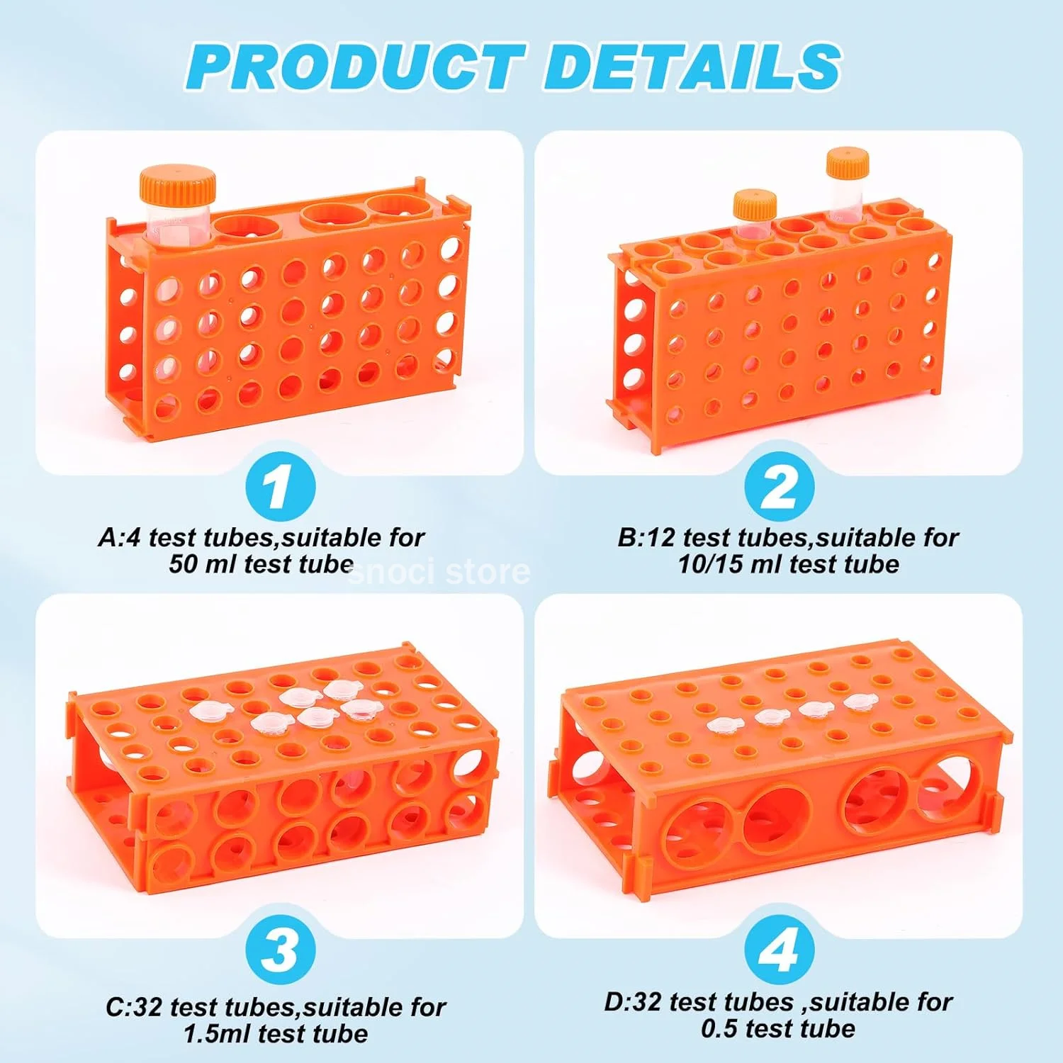 Picture 5: Test tube rack Multi-functional centrifugal tube rack Plastic Four-sided rack multi-purpose plastic test tubes racks 1Piece