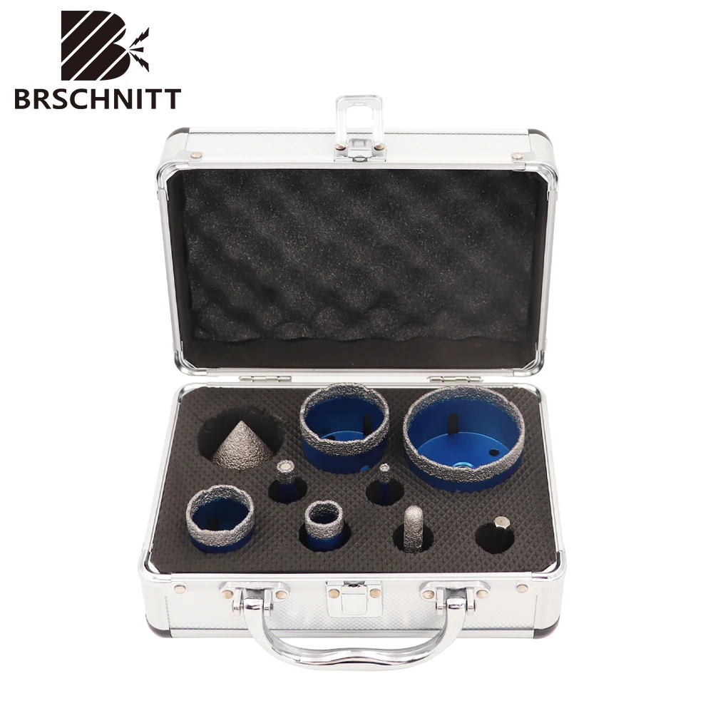 

BRSCHNITT 9pcs Diamond Drill Bit Set Dia 6-68mm M14 Thread Hole Saw Core Bits for Porcelain Tiles Granite Marble