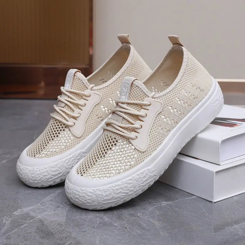 

Mesh Breathable Flat Shoes Women Platform Wedge Sneakers Women Hollow Out Casual Shoes Breathable Mesh Casual Shoes Size 35-42