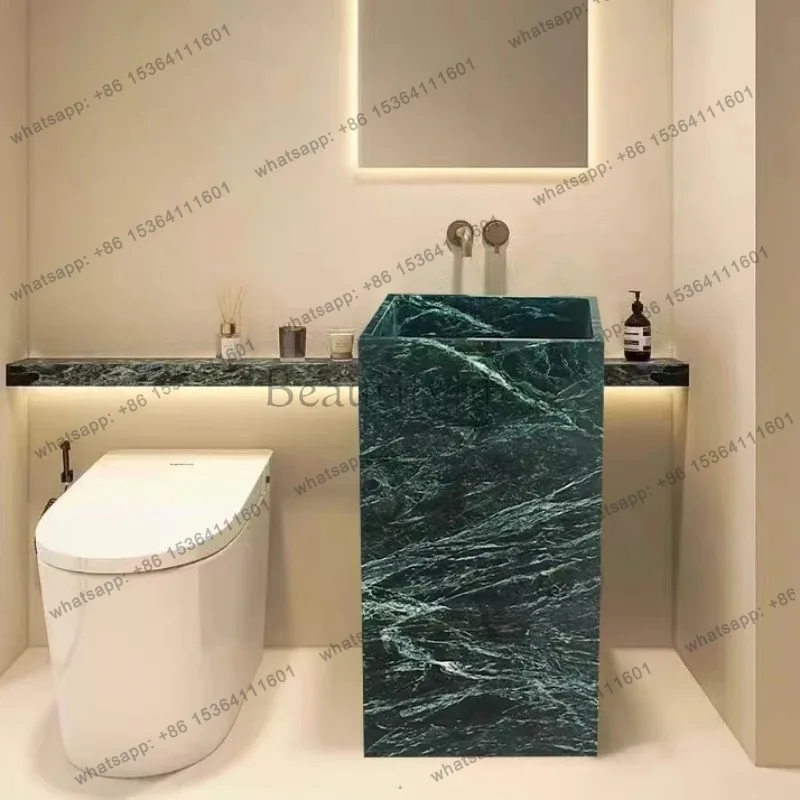 Marble floor-to-ceiling cylindrical wash basin Hotel European-style bathroom Balcony wash basin