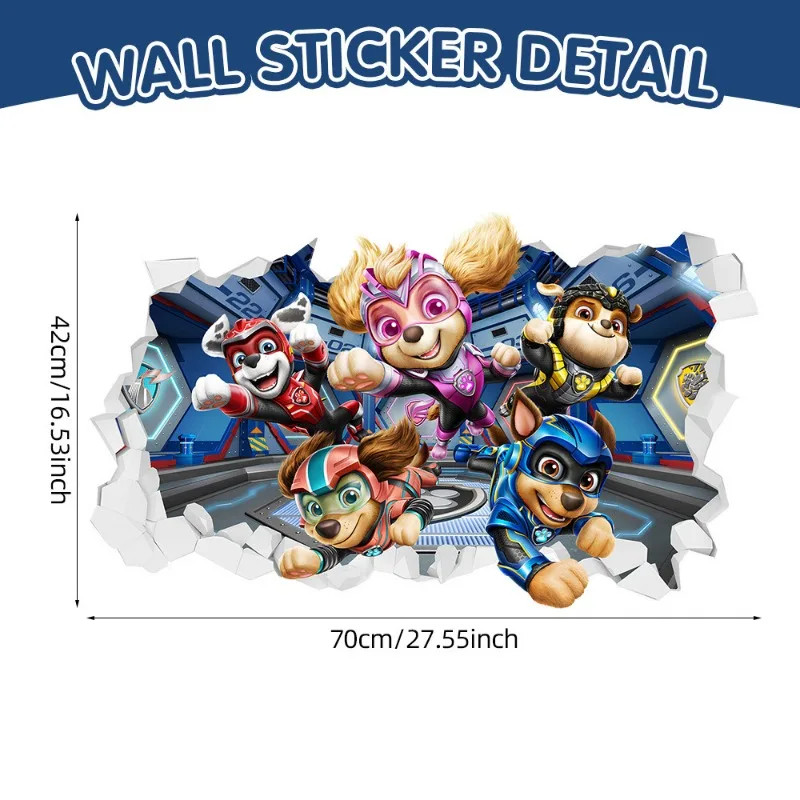 Autocollants muraux de dessin animé Pat'Patrouille Chase pour chambre d'enfant, salle de classe, salon, chambre à coucher, décoration murale, affiche animée