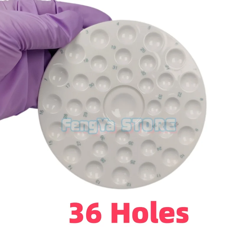 36 Holes Dental All ceramic Glaze Palette Round Shape Porcelain Ceramic Palette Mixing Watering Moisturizing Palette Dentistry