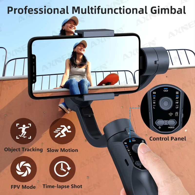AXNEN 3-Axis Handheld Gimbal Smartphone Stabilizer Cellphone Selfie Stick for Android iPhone Phone Vlog Anti Shake Video Record