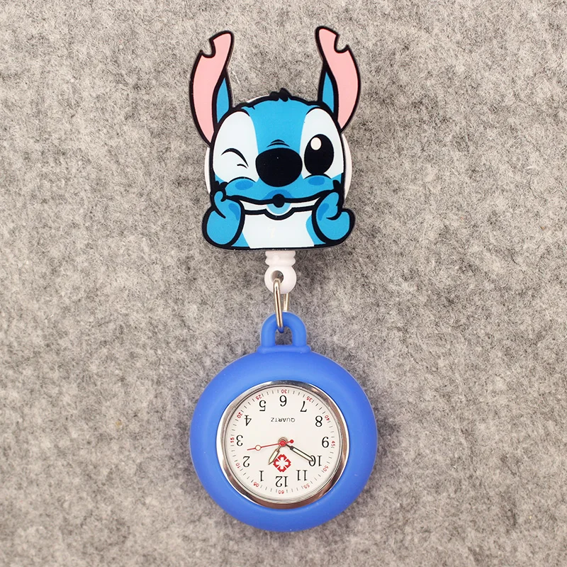 Cartoon Cute Clown Friends Style Stretchable Pocket Watch Retractable And With Clip For Men And Women