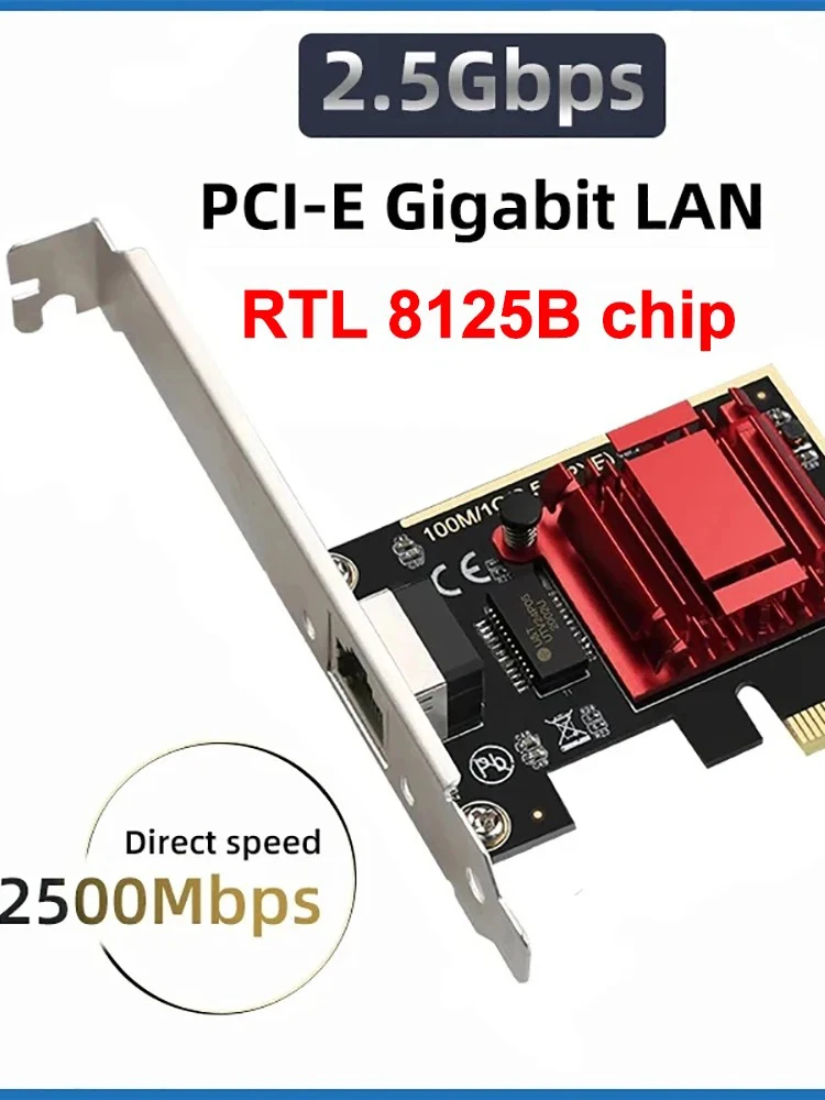 Carte réseau 2.5G PCI-E vers RJ45, puce RTL8125B, 100/1000Mbps, 2.5Gbps, Ethernet Gigabit, adaptateur de contrôleur LAN filaire pour Win7/10/11