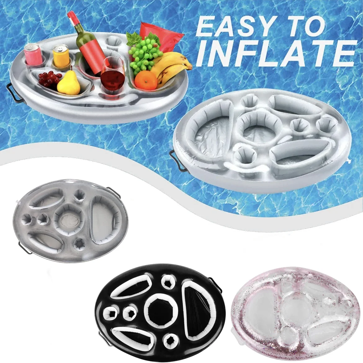 Inflatable Drink Holder Summer Party Bucket Drinks Wine Cup Holder Float Beer Table Swimmin Pool Beach Drinking Cooler Bar Tray