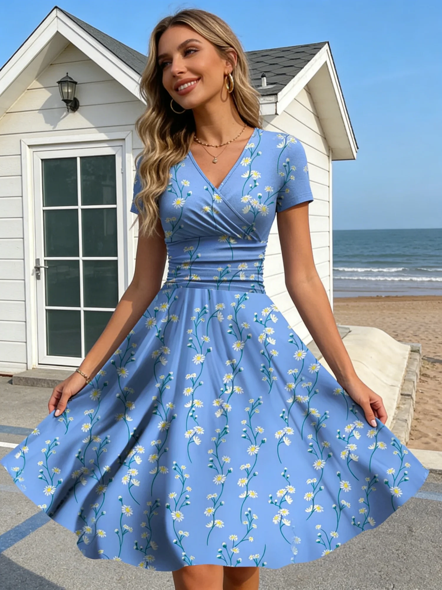 

Летнее вечернее платье для женщин больших размеров с цветочным принтом и пышной юбкой для вечеринок