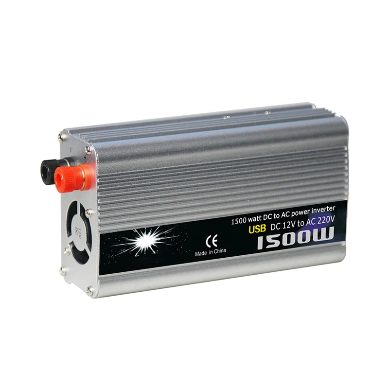 Inversor de vehículo de 1500W, fuente de potencia del inversor Solar, estándar estadounidense, convertidor de corriente estándar europeo, cc 12V/24V a CA 110V/220V