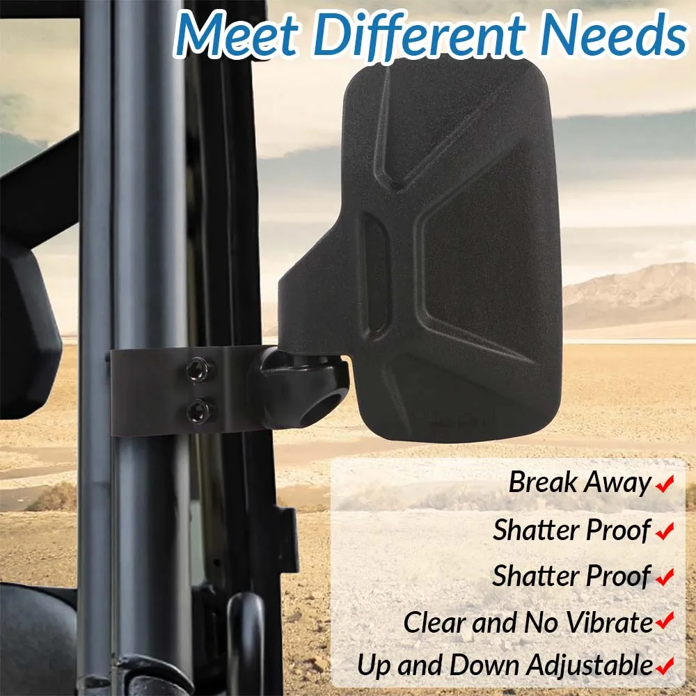 

1 Pair UTV Universal Side Rear View Mirrors For Can-Am Polaris Ranger Heavy Duty Off Road Vehicle Rearview Left Right Adjustable