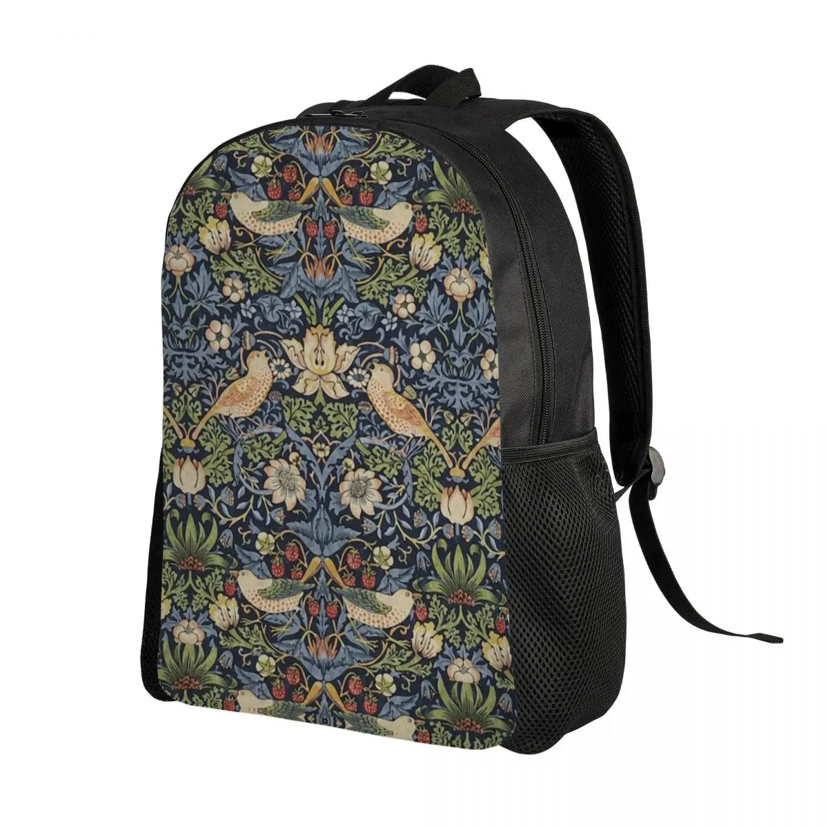 William Morris Strawberry Thief Pattern Mochilas para Mulheres Homens Waterproof College School Vintage Textile Bag Print Bookbags