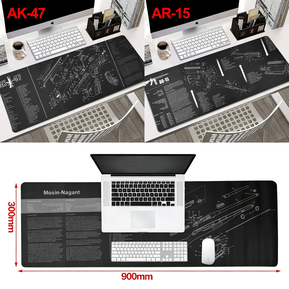 AR15 AK47 Mouse Pad Remington 870 Rifle Gun Smith Repair Build Bench Pads Cleaning Rubber Parts Diagram Instruction 40/30*90CM