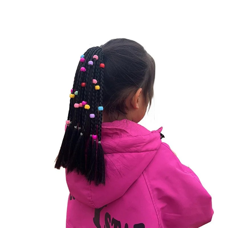 African Girl Wig Black Children Hair Accessories Kids Plait Fervor Hand-beaded Braid Headdress Baby Color Head Adornment Pigtail