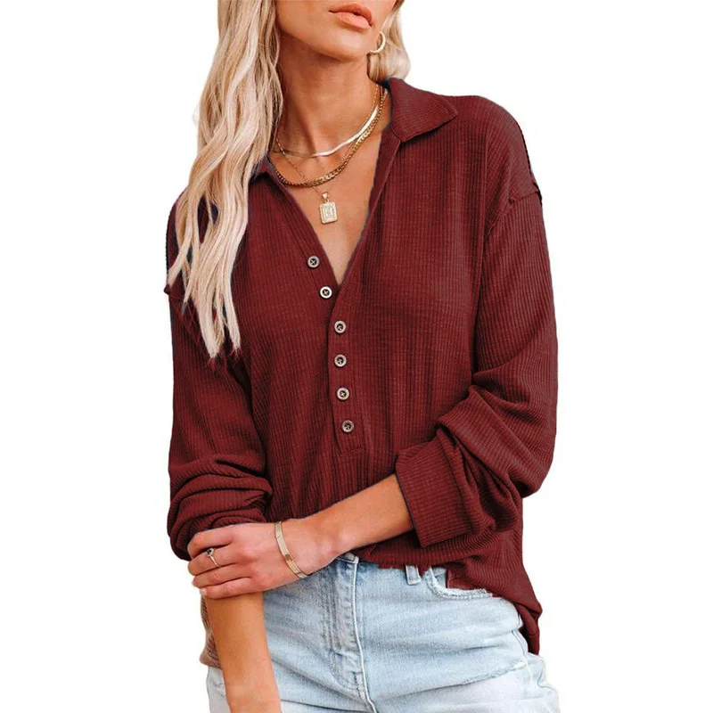 

Loose Casual Long Sleeve Tops Button Elegant Shirt Turn Down Collar Blouses Women Sexy Solid Aesthetics Tshirt Autumn Basic Top