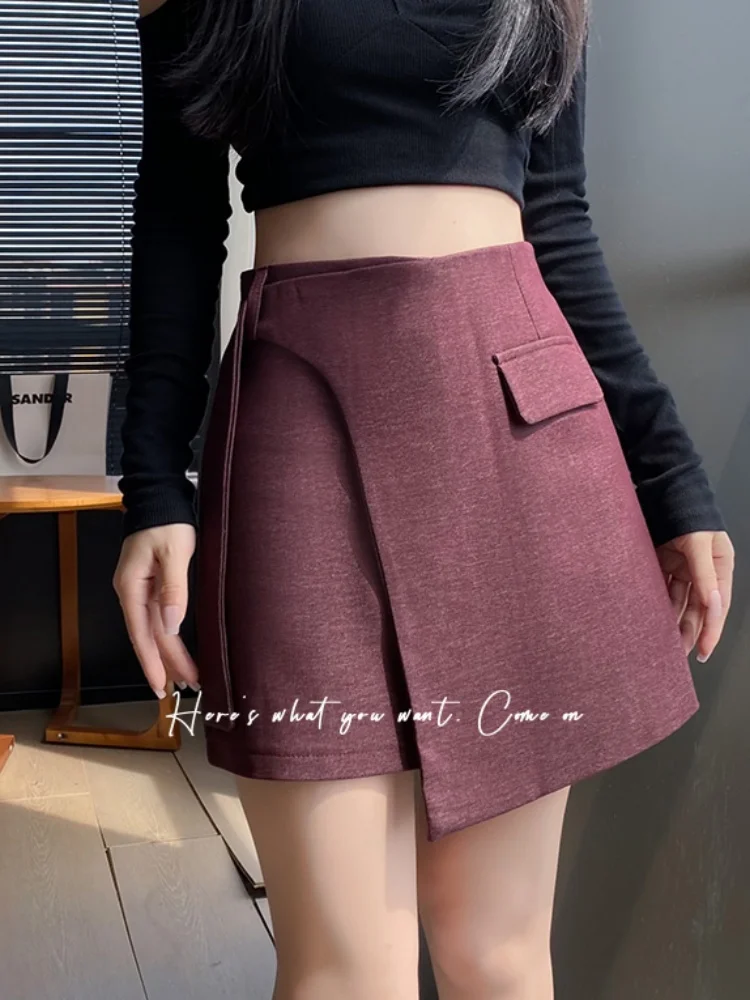 

Костюм нестандартной формы из искусственного денима, юбка А-силуэта, полуюбка, короткая юбка на шнуровке, лента, весна-осень 202, весна-осень