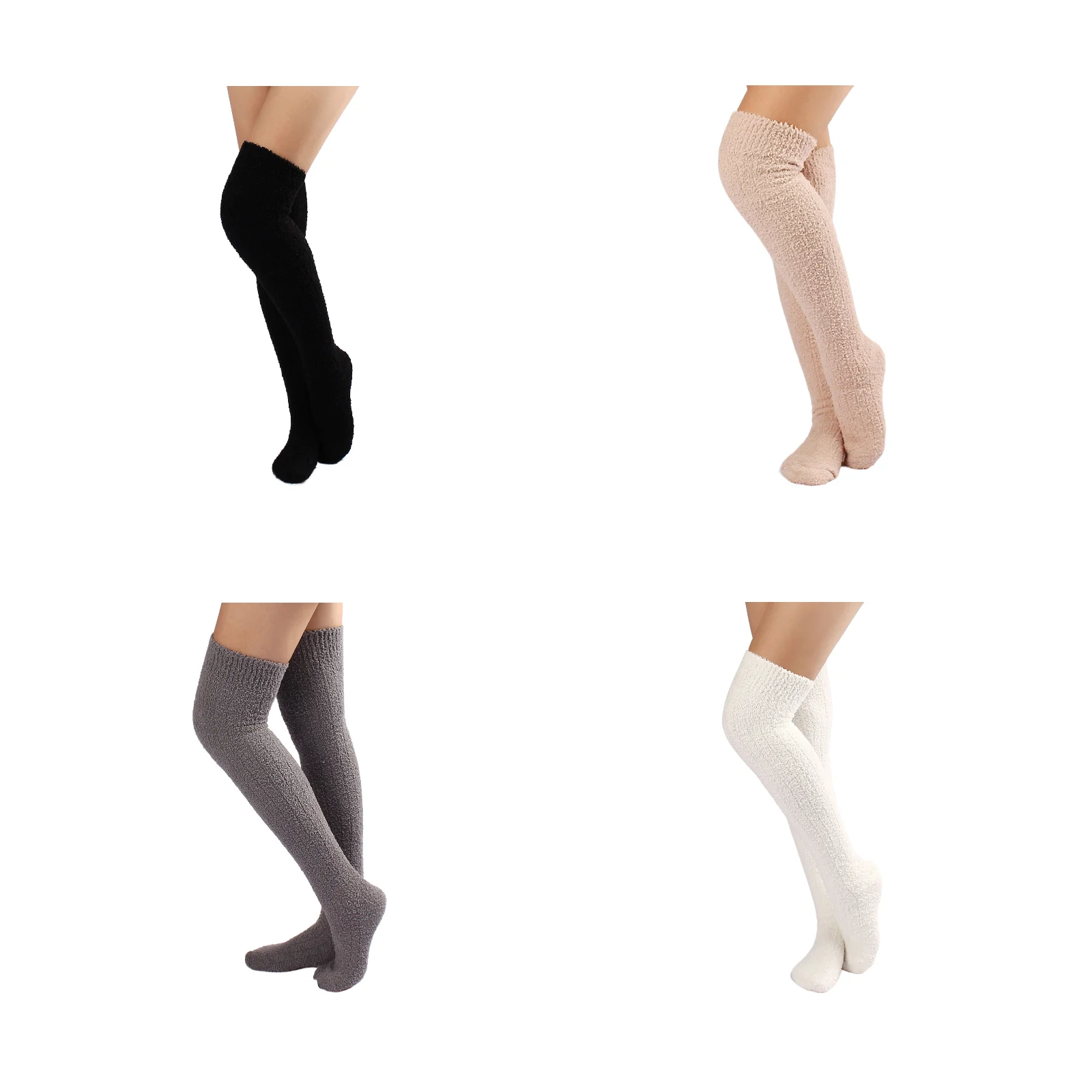 

Thickened warm coral velvet thigh socks 4-color combination pack (black/khaki/grey/white)