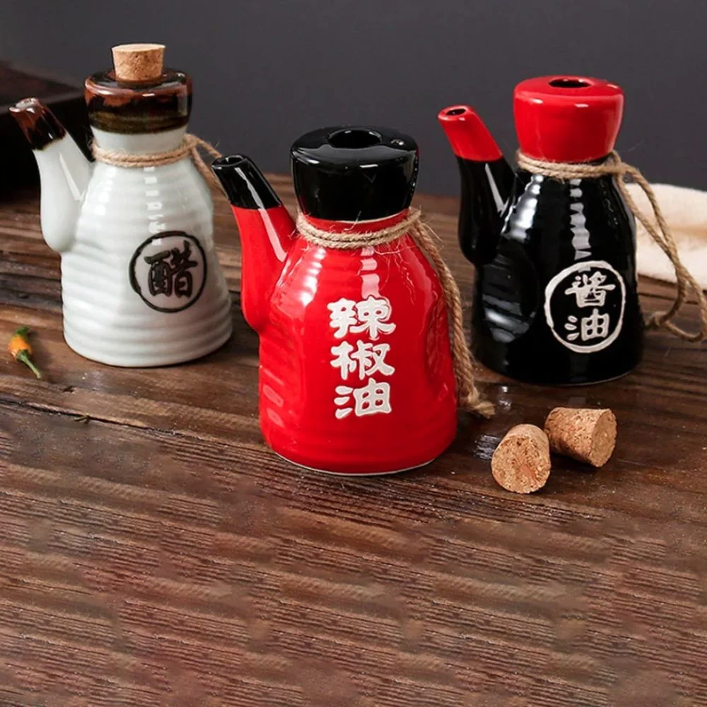200 ML Japanese Style Soy Sauce Bottle Vintage Mini Dinning Table Condiment Dispenser Ceramic Restaurant Chili Oil Pot Home view 4