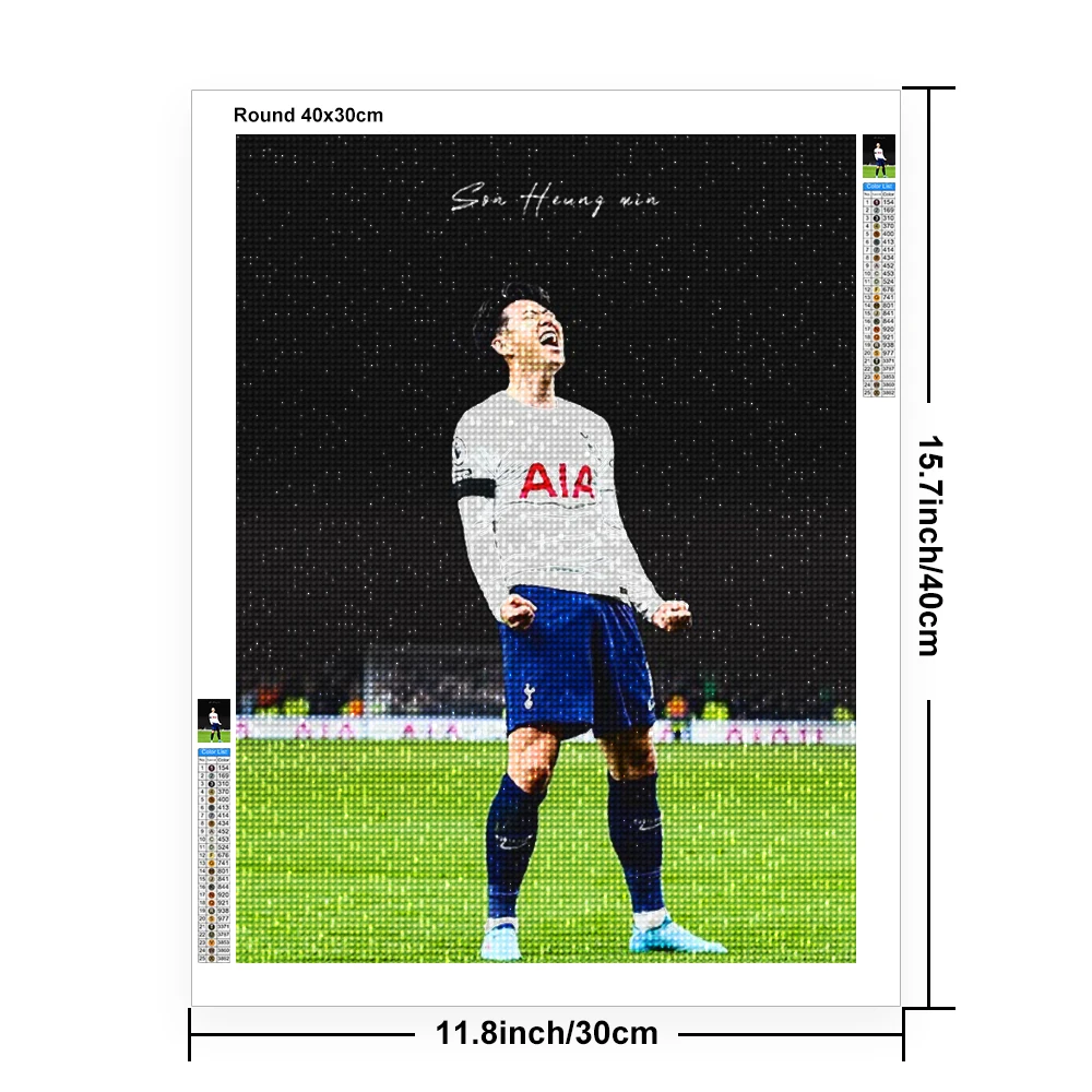 Für Son Heung Min 5D Diamant Malerei Fußball Stern Poster Mosaik Wand Dekoration Kreative Hause Fan Geschenk Hand Diamant stickerei