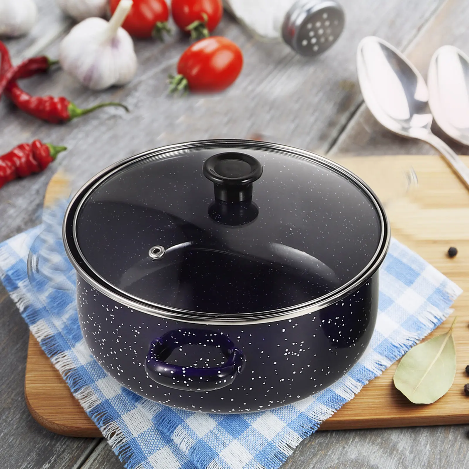 Juego de 1 olla pequeña esmaltada con diseño de doble asa, ollas de cocina de fondo plano antiadherentes, cacerola para salsa, olla para leche