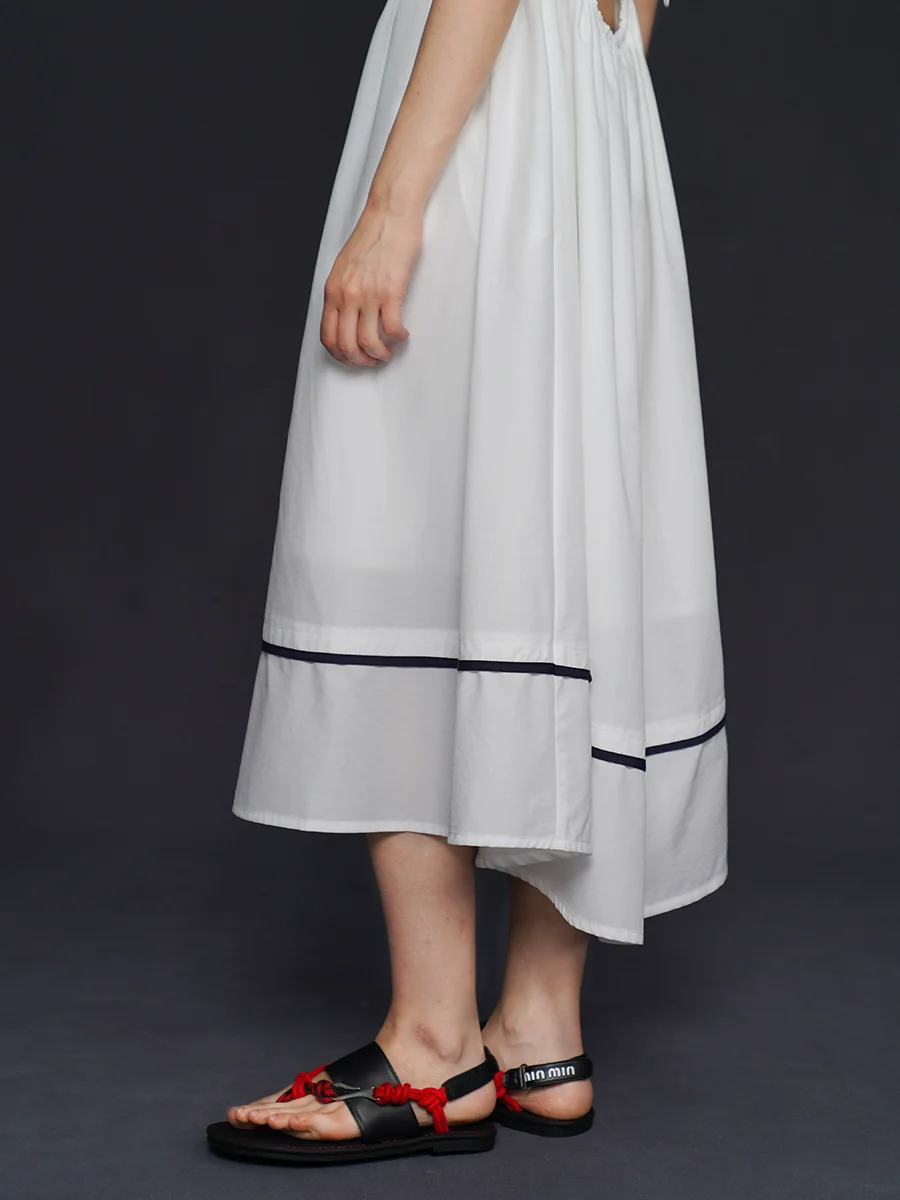 Spring Summer Original Design Women Light French Young Navy Style White Shirt Dresses